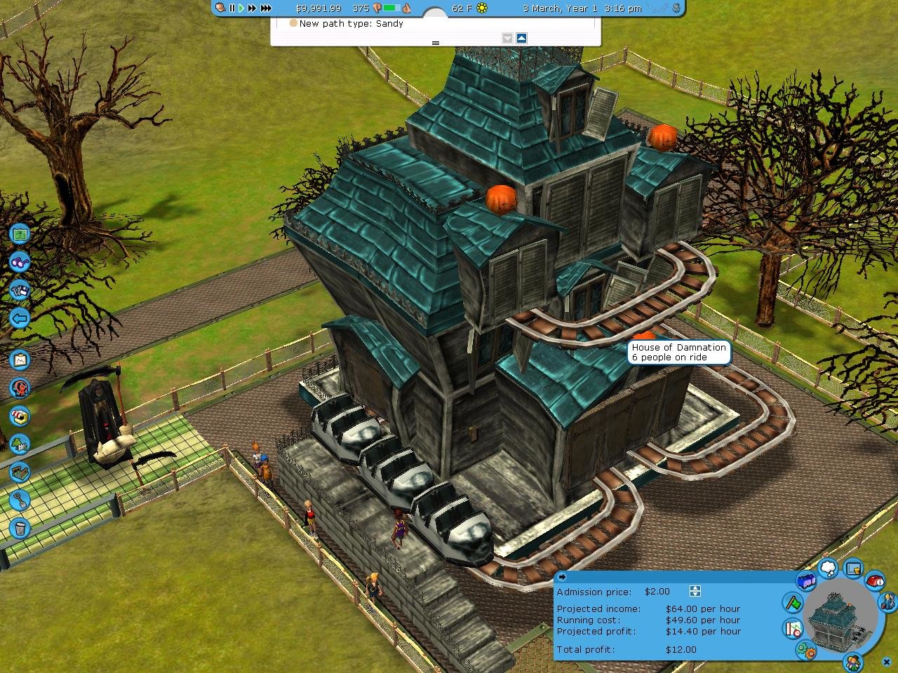 roller coaster tycoon 3 ride price guide